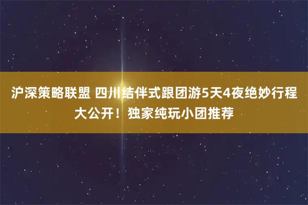 沪深策略联盟 四川结伴式跟团游5天4夜绝妙行程大公开！独家纯玩小团推荐